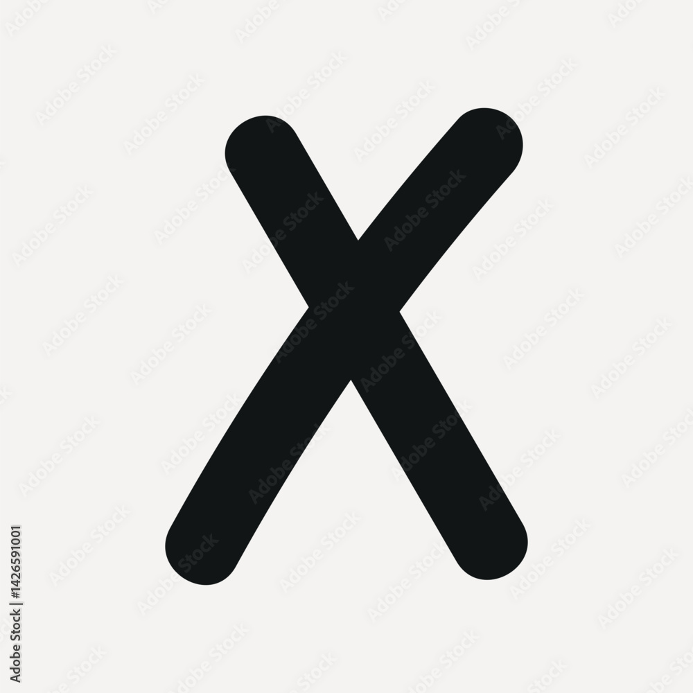 Minimalist black 'X' on a light, bold and simple, element vector Minimalist black 'X' on a light, bold and simple, element vector