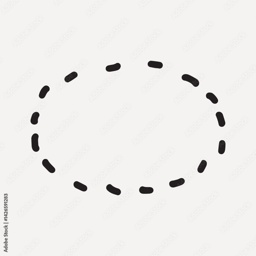 Minimalist dashed oval on a light, simple design, element vector
