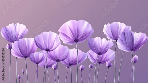 Purple Poppies Field with Soft Background.
