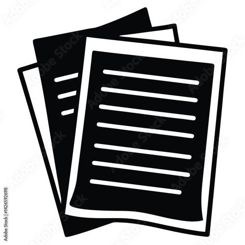 isolated Black vector permit documents WIith White Background