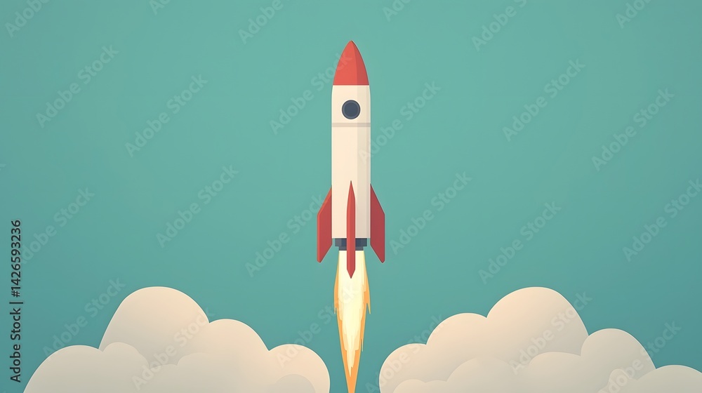 Obraz premium Rocket launch into the sky