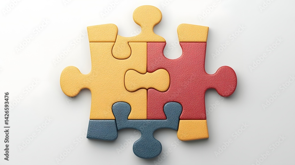 Fototapeta premium Interlocking puzzle pieces representing teamwork and