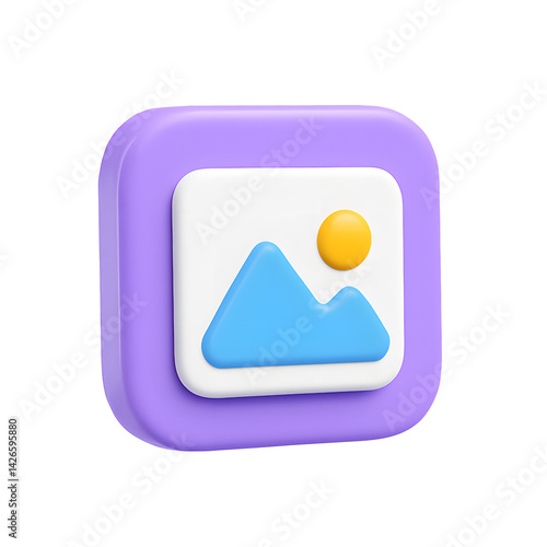 3d render icon gallery isolated on white background