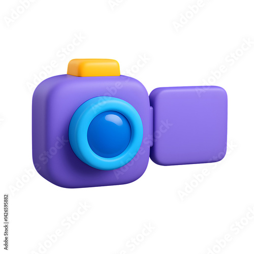 3d render video camera icon isolated on white background
