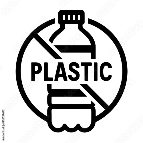 No Plastic Icon Promoting Eco-Friendliness and Sustainability  