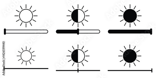 Set of  brightness solid icon of  Vector illustration 