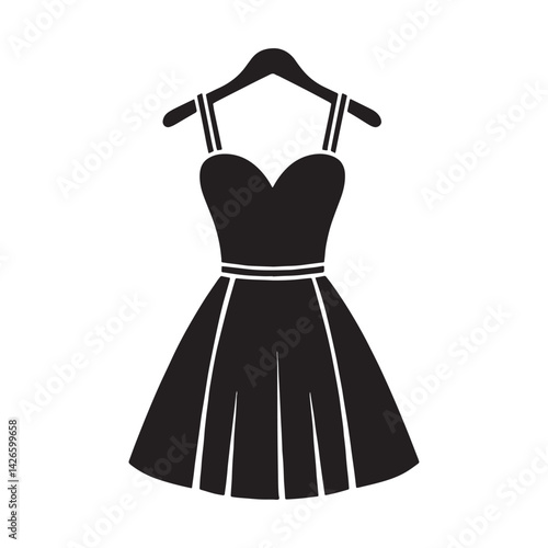 Sleek Mini Dress silhouette, a bold statement in fashion – Mini Dress illustration – Minimalist Mini Dress vector – Ladies dress silhouette

