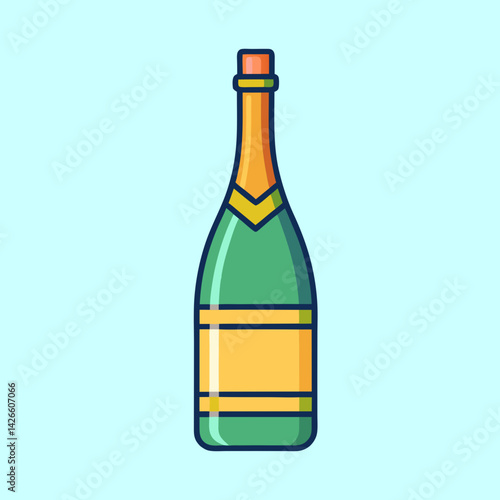 A Festive Illustration of a Sparkling Champagne Bottle Ready for Celebration