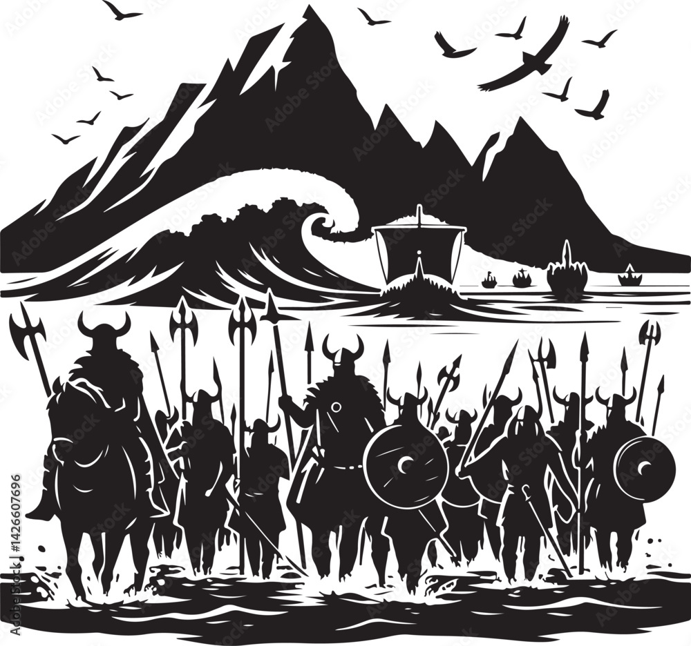 Obraz premium Viking invasion vector