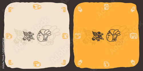 Maya Mayan Ancient illustration clipart rough vintage old style