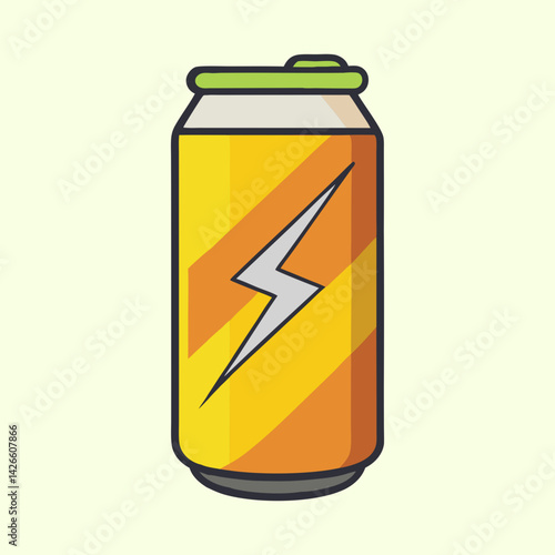 Refreshing Energy Drink in a Yellow Can with Lightning Bolt Design