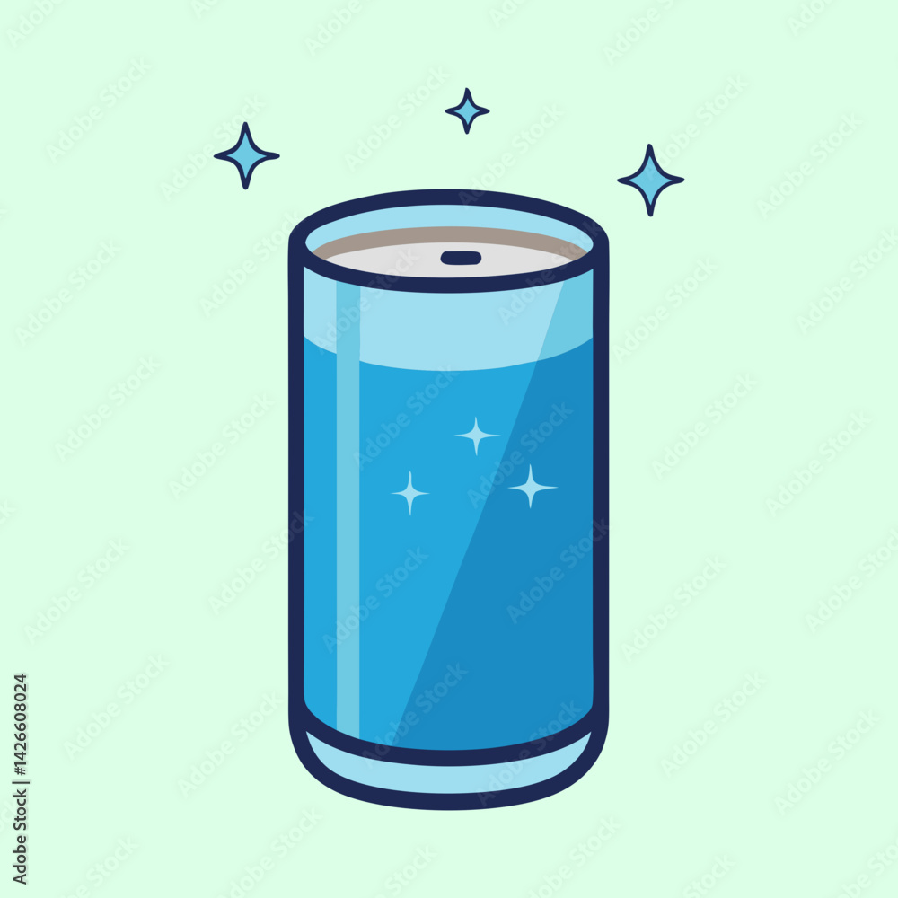 Obraz premium Refreshing glass of water with sparkling stars on a light green background