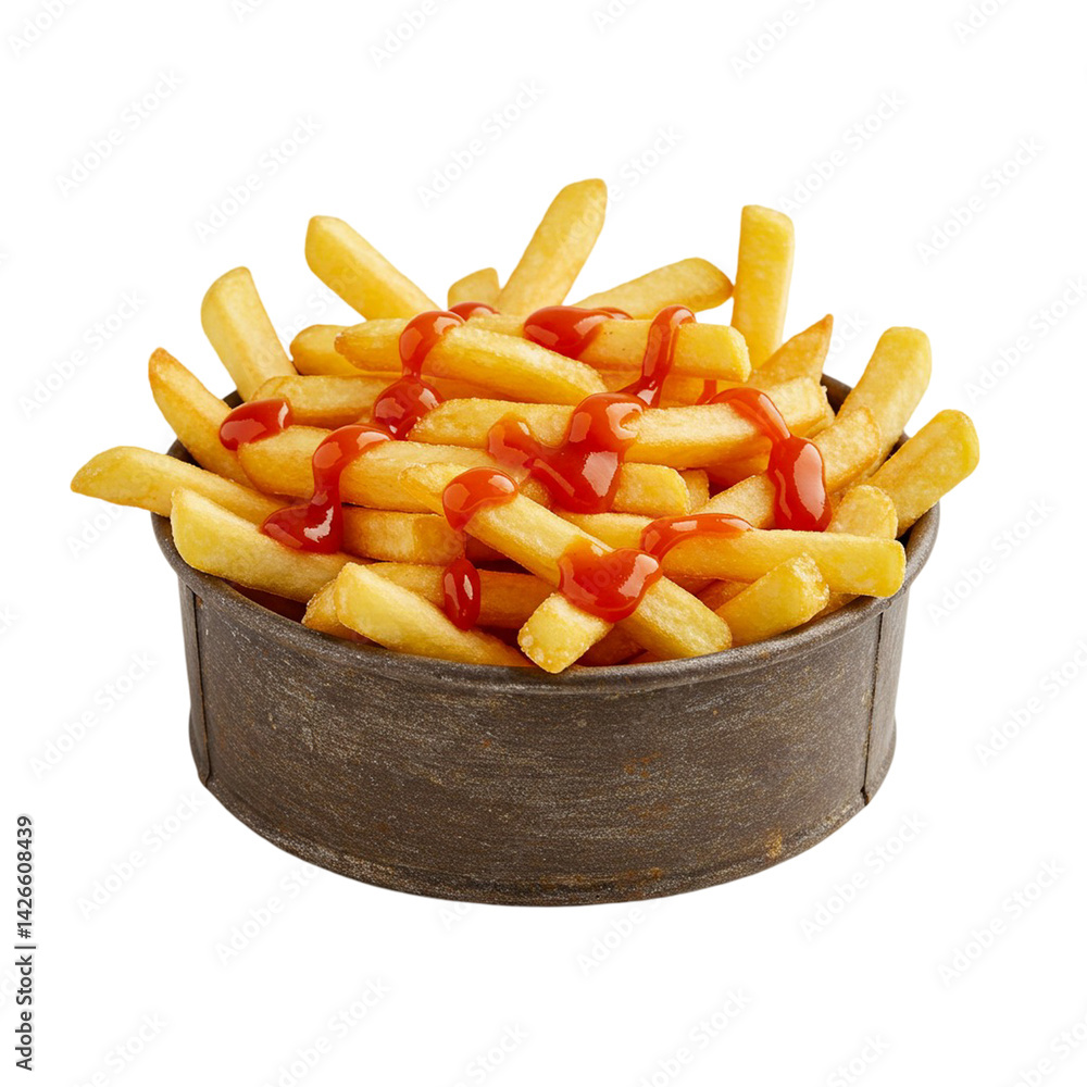 French fries with sauce isolated on transparent background French fries with sauce isolated on transparent background