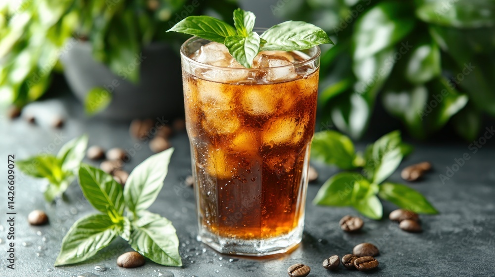 Iced coffee drink with mint Iced coffee drink with mint