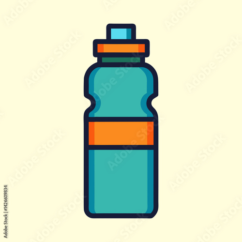 Stylized Vector Illustration of a Reusable Water Bottle for Sport and Fitness