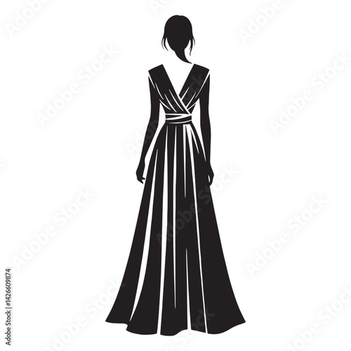 Casual Shirt Dress silhouette, effortless style and comfort – Shirt Dress illustration – Minimalist Shirt Dress vector – Ladies dress silhouette

