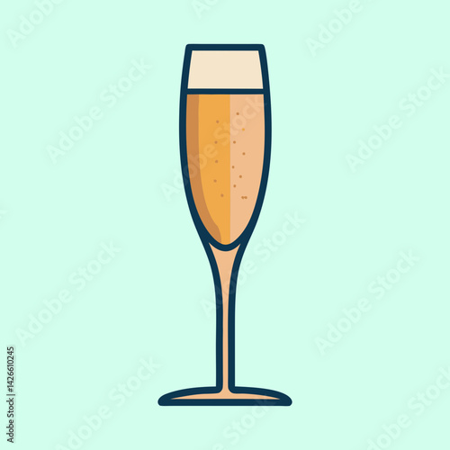 A Single Glass of Sparkling Champagne for Celebration Toast