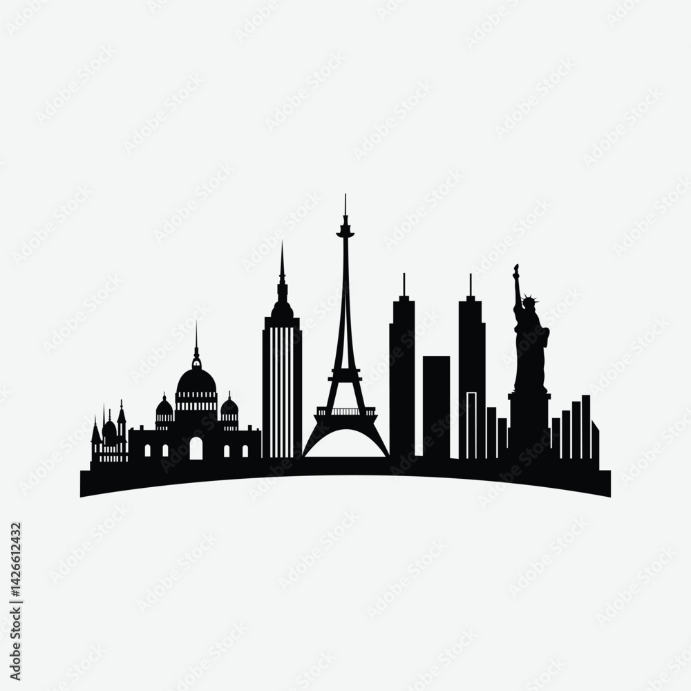Fototapeta premium silhouette of the city of London America in illustration