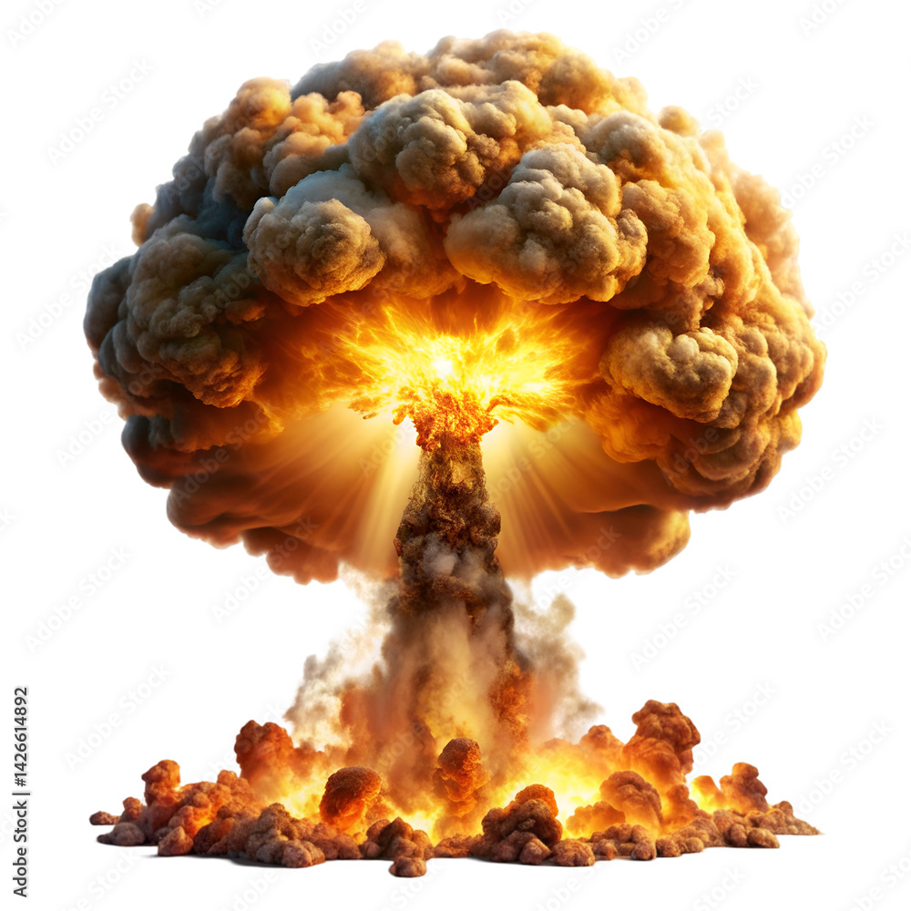 Nuclear atom explosion isolated on white background Nuclear atom explosion isolated on white background