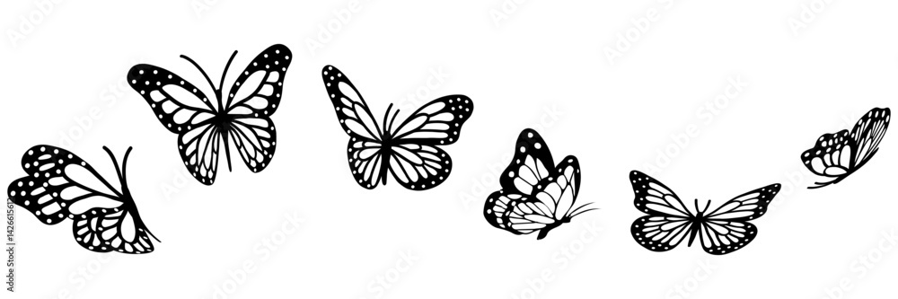 Obraz premium Flying butterflies. Vector illustration design for t-shirt graphics, fashion prints, slogan tees, stickers, cards, posters and other creative purposes.