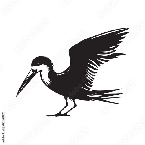 Black skimmer Silhouette - Black skimmer Art - Minimal Black skimmer Vector - Black skimmer illustration.