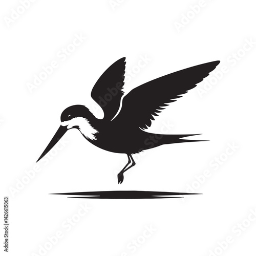 Black skimmer Silhouette - Black skimmer Art - Minimal Black skimmer Vector - Black skimmer illustration.