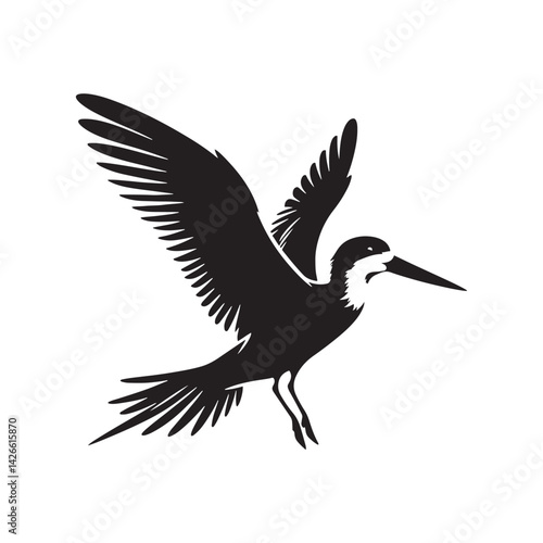 Black skimmer Silhouette - Black skimmer Art - Minimal Black skimmer Vector - Black skimmer illustration.