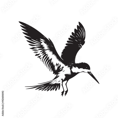 Black skimmer Silhouette - Black skimmer Art - Minimal Black skimmer Vector - Black skimmer illustration.
