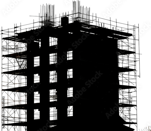 Obraz na płótnie Silhouetted building under construction w salonie