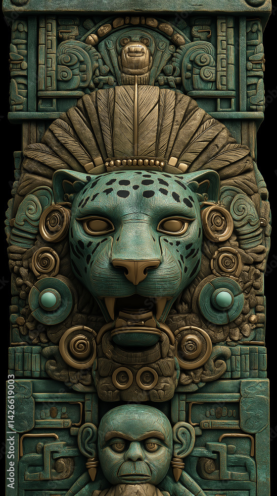 Obraz premium Esplendor Ancestral: Mural Maya en Dimensión Viva