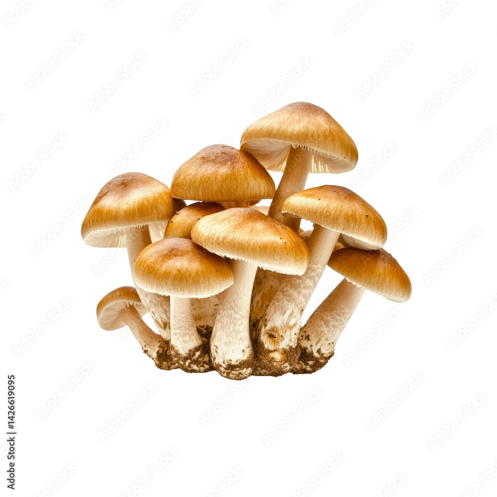 Fototapeta premium Cluster of Brown Mushrooms on Transparent Background