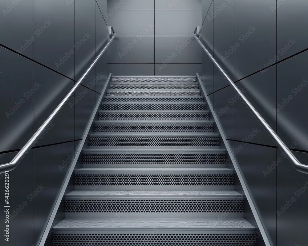 Customdesigned stainless steel stairs with abstract geometric framework, futuristic detailing, and a highend luxury feel Customdesigned stainless steel stairs with abstract geometric framework, futuristic detailing, and a highend luxury feel