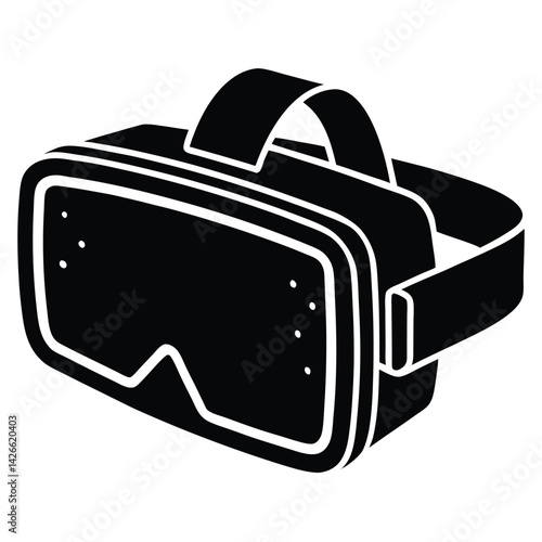 isolated Black vector vr headset for 3d walkthroughs WIith White Background