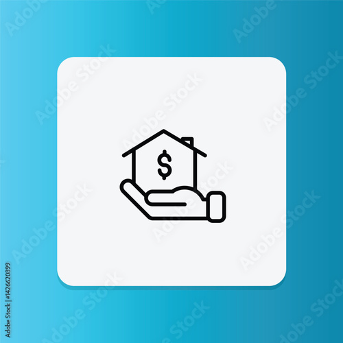 A house and coin, representing home purchase or real estate investing.
