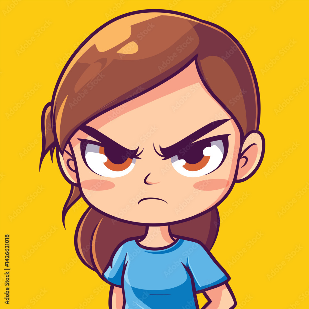 angry girl mascot cute cartoon no details solid background bright angry girl mascot cute cartoon no details solid background bright
