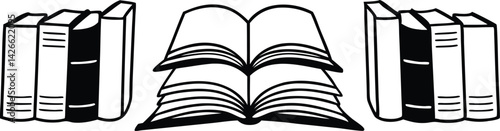 Book Line art silhouette vector set. academy  open book outline multipul style for your unique design.