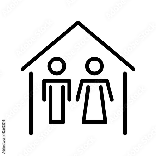 minimalist family home vector icon for real estate, housing services, and community support flat stroke icon for apps and websites
