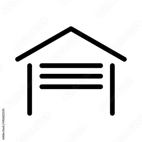 minimalist garage vector icon for real estate, parking, and property design flat stroke icon for apps and websites
