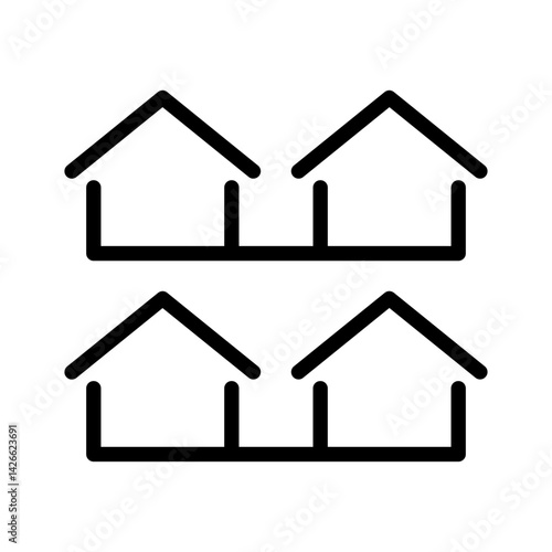 neighborhood community housing icon for real estate and urban development - flat stroke icon for apps and websites
