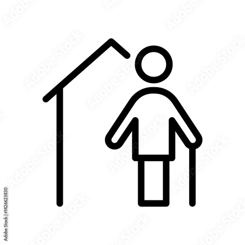 senior home assisted living icon for elderly care and retirement housing - flat stroke icon for apps and websites
