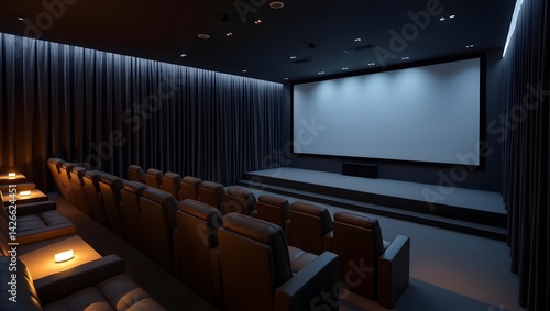 Obraz na płótnie Home theater with recliner seats and giant screen. w salonie