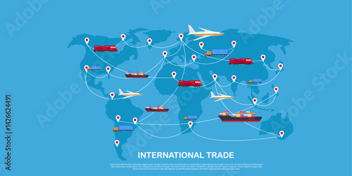 international trade import export logistic concept show in  world map