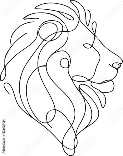 Minimalist lion head outline art - elegant continuous line drawing