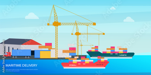 container cargo freight ship loading logistic cargo for trade