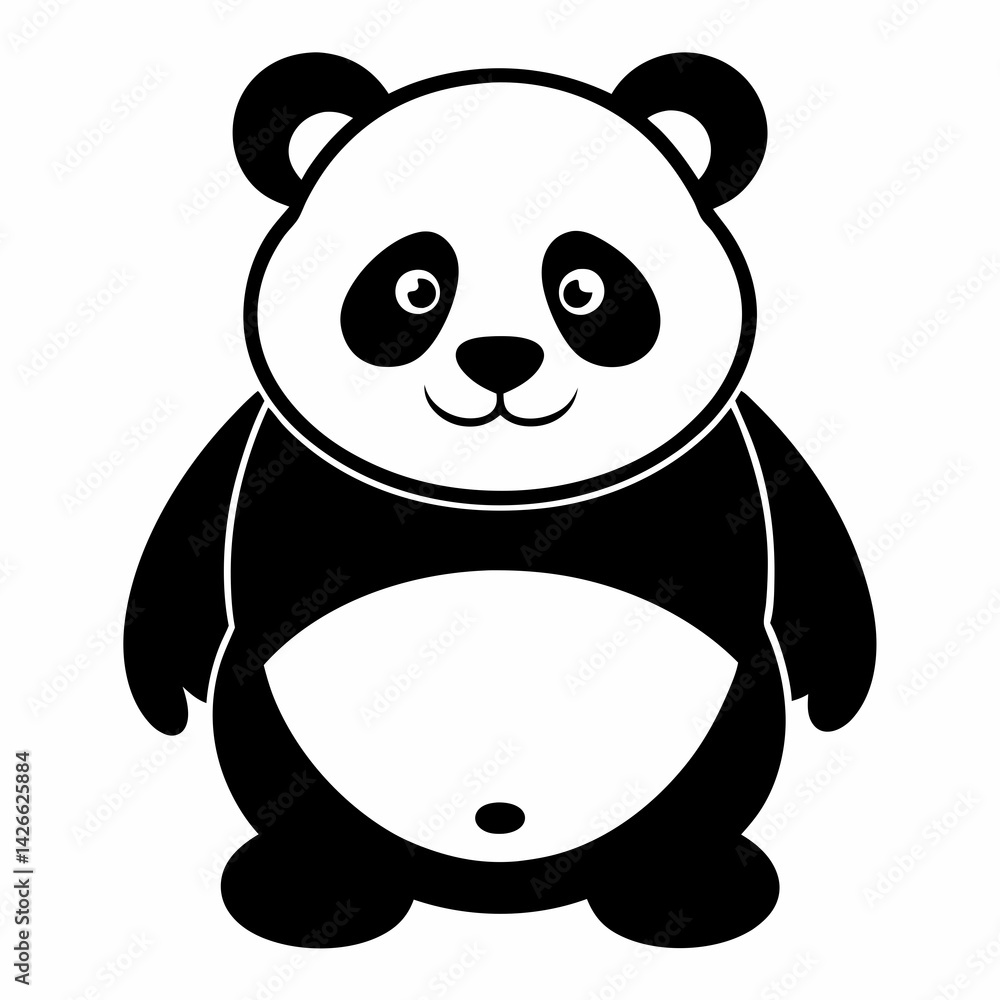 Minimalist Panda Silhouette Vector Minimalist Panda Silhouette Vector