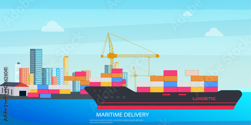 container cargo freight ship loading logistic cargo for trade