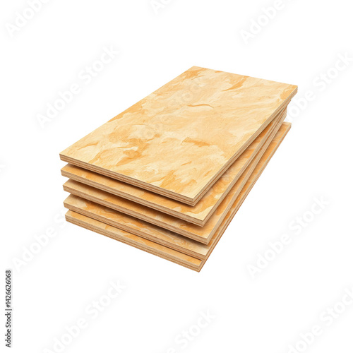 Stack of Birch Plywood Sheets - Construction Material