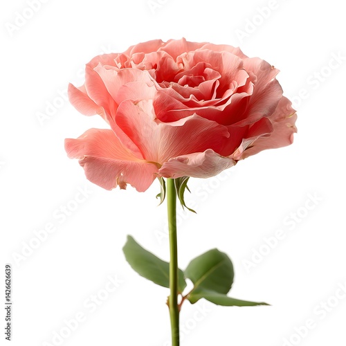 Obraz na płótnie Delicate Pink Rose Bloom - Isolated Flower on White Background w salonie