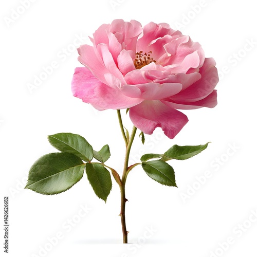 Obraz na płótnie Delicate Pink Rose Bloom - Isolated Flower on White Background w salonie