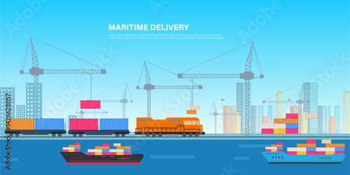 container ship in port import cargo for international trade